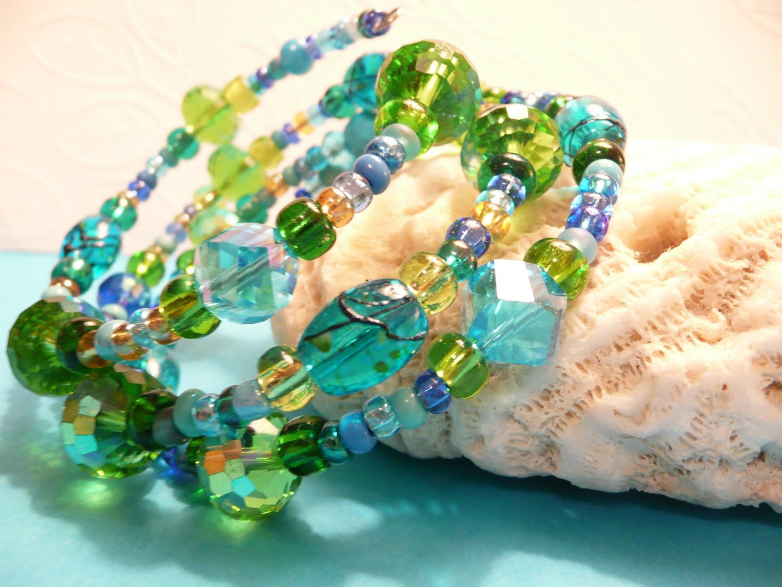 Artsy Clay creations & inspirations Sparkly Beads Memory Wire Bracelets