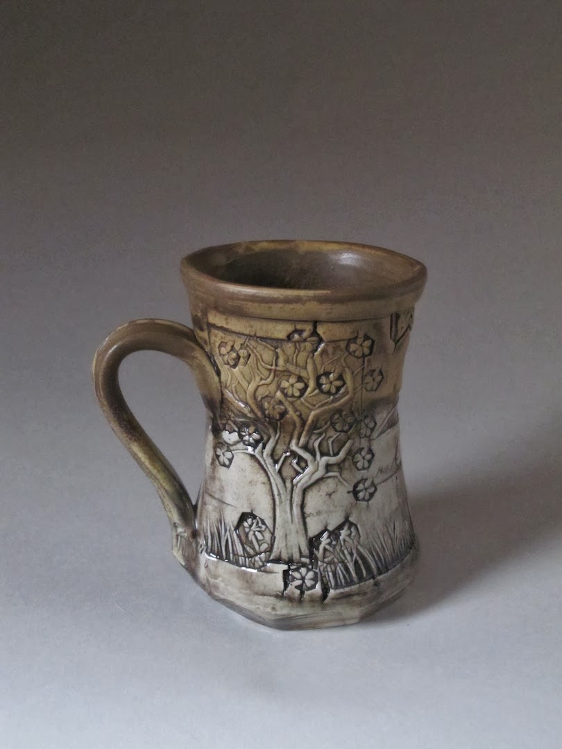 Clay shares Stamped and found textured mugs