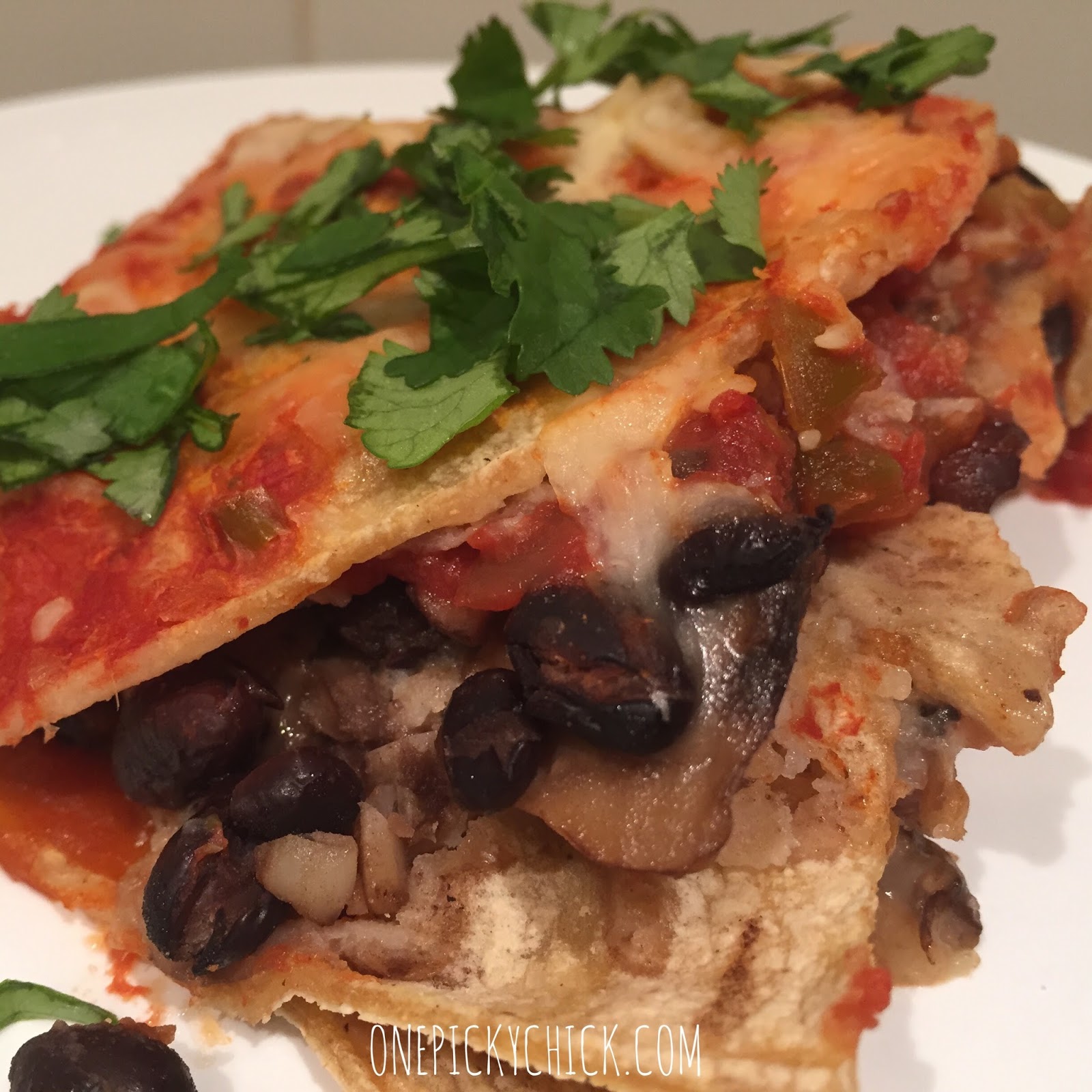 Black Bean & Mushroom Enchilada One Picky Chick