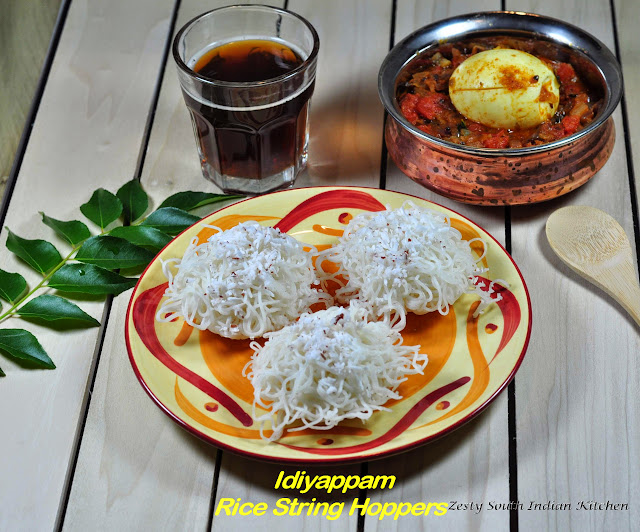 Idiyappam/Noolappam/Rice String Hoppers with Egg Curry Kerala Style