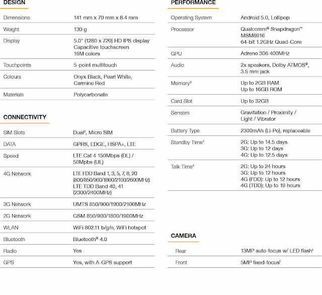 Spesifikasi Lenovo A6010