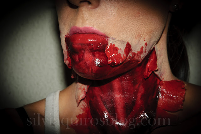 Maquillaje Halloween 1: Cuello pelado, Halloween Makeup 1: peel off neck, efectos especiales, special effects, Silvia Quirós