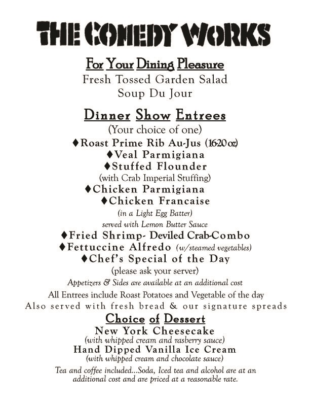 comedy works at georgines in bristol pa friday dinner menu comedy works dress code