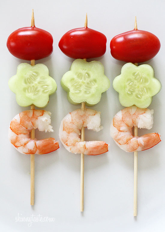 Cute School Lunch Ideas for Kids mini shrimp cucumber tomato skewers Cute School Lunch Ideas for Kids