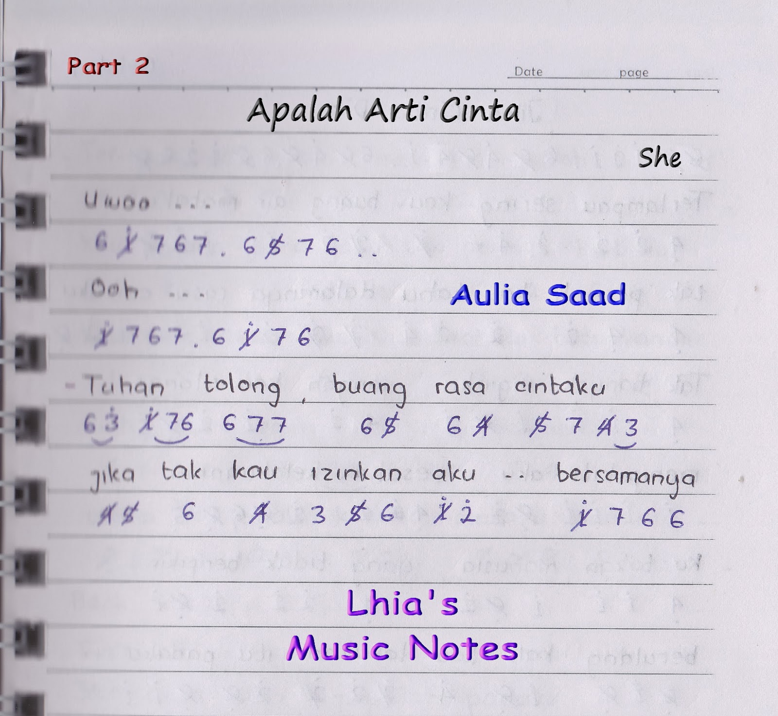 Not Angka She Apalah Arti Cinta Aulia S World