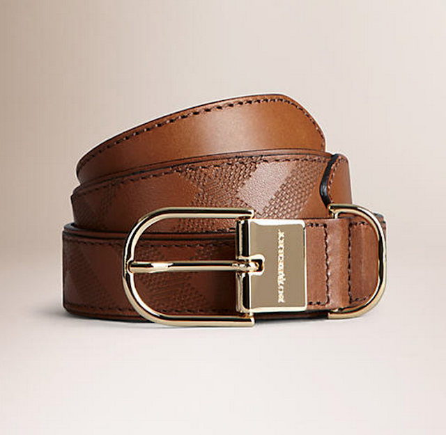 BURBERRY Reversible Check And Leather Belt