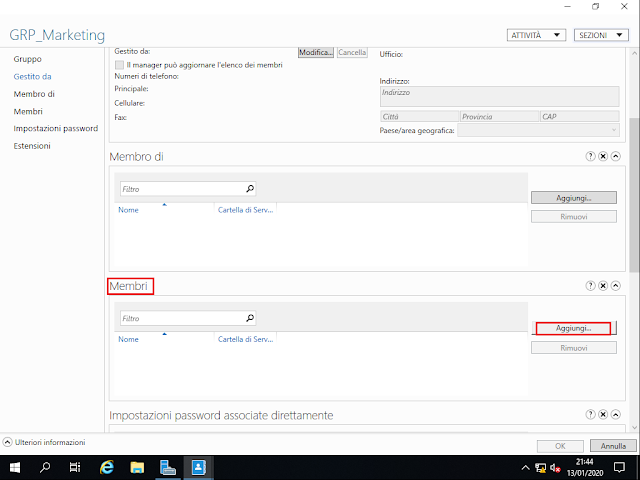 Windows Server 2019, Aggiungi membri al gruppo Windows Server 2019, Aggiungi membri al gruppo