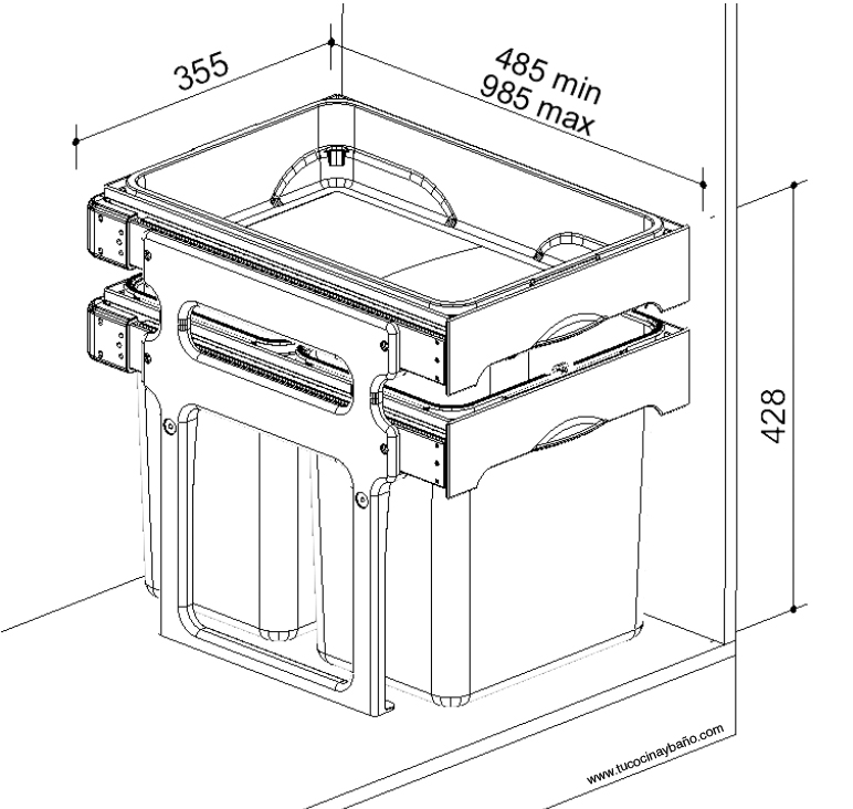 cubo basura extraible TANK | tu Cocina y Baño