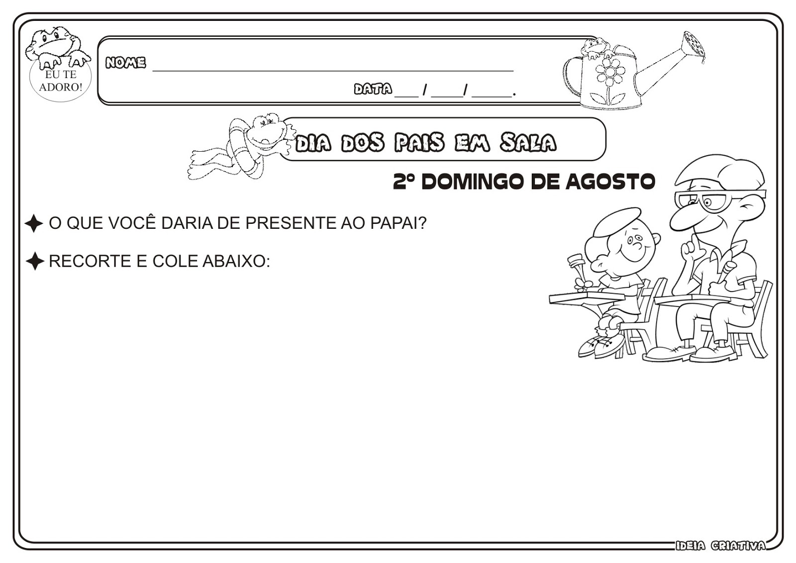 Atividade de recorte e colagem para o Dia dos Pais, ideal para crianças da educação infantil.