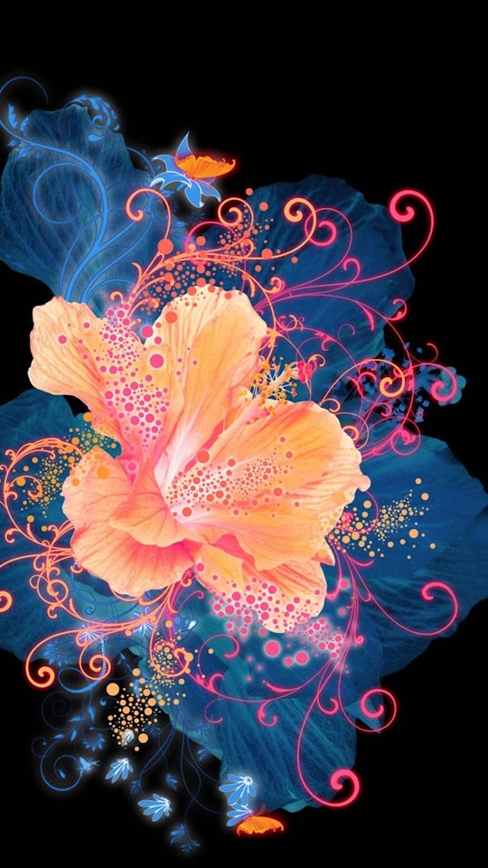 HD Abstract Flower Neon Painting Android Wallpaper