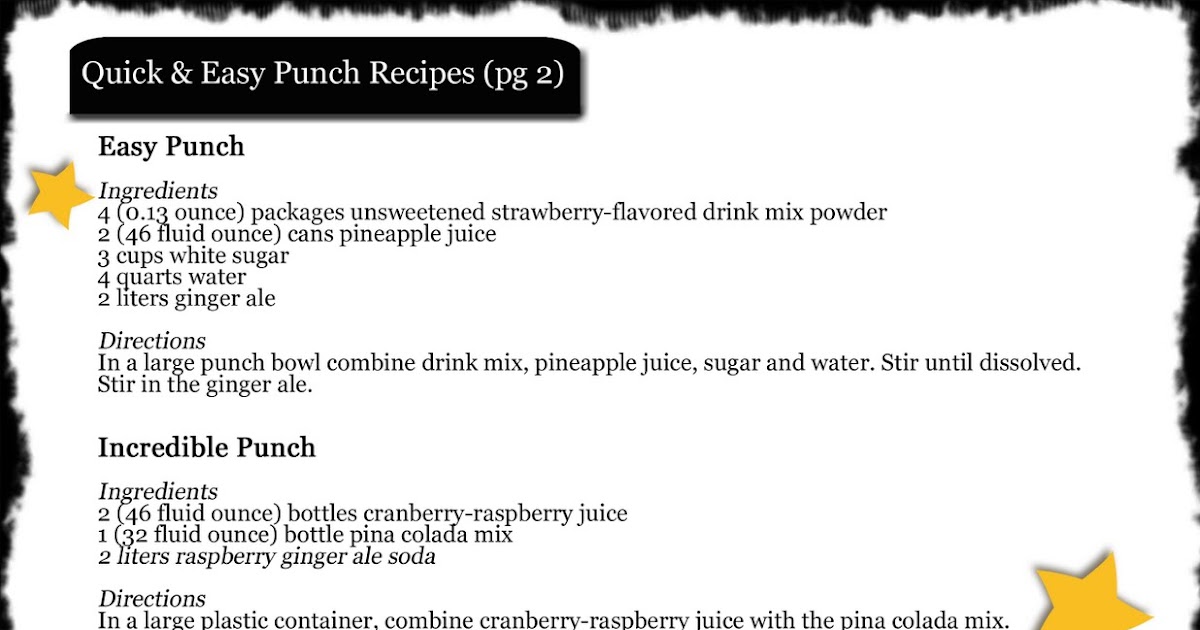 Bem's Kitchen Quick and Easy Punch Recipes