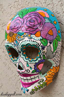 Floral Dia de los Muertos mask by Lisa Leggett