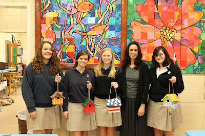 Montgomery Catholic Art Students Paint Bird Houses for Family Sunshine Center 2