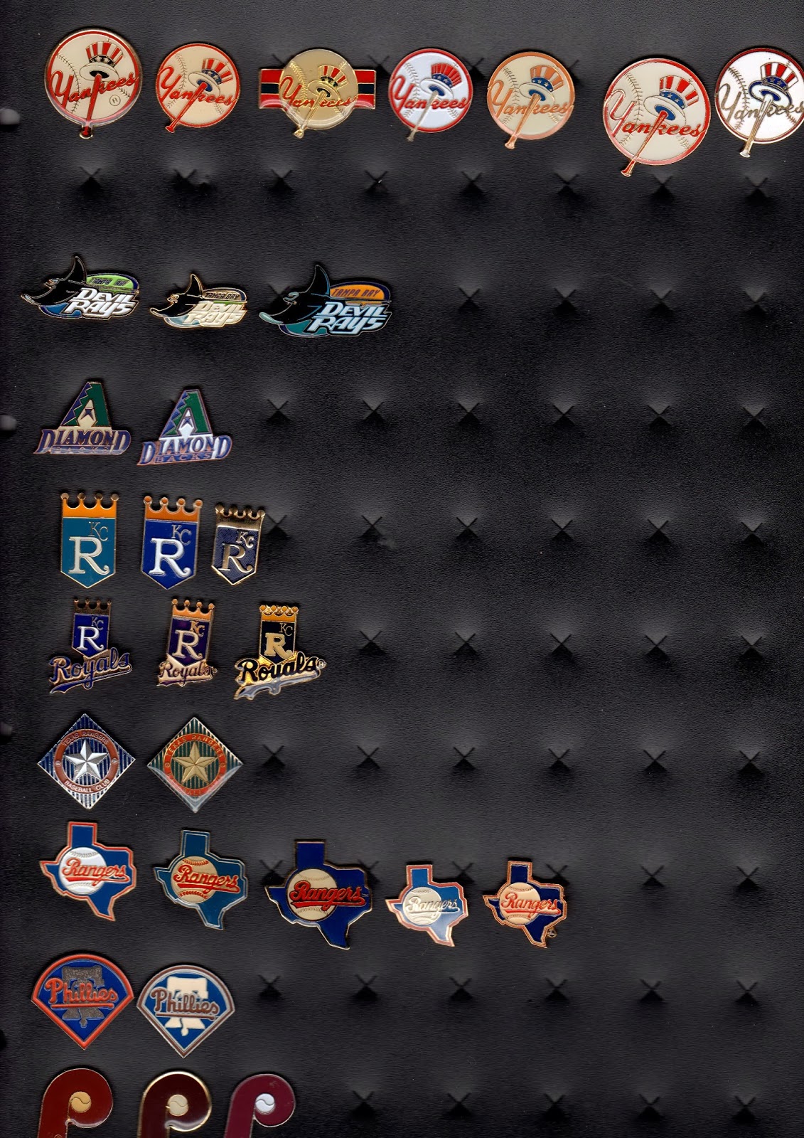 baseball pin collection display collecting MLB logo pins variations