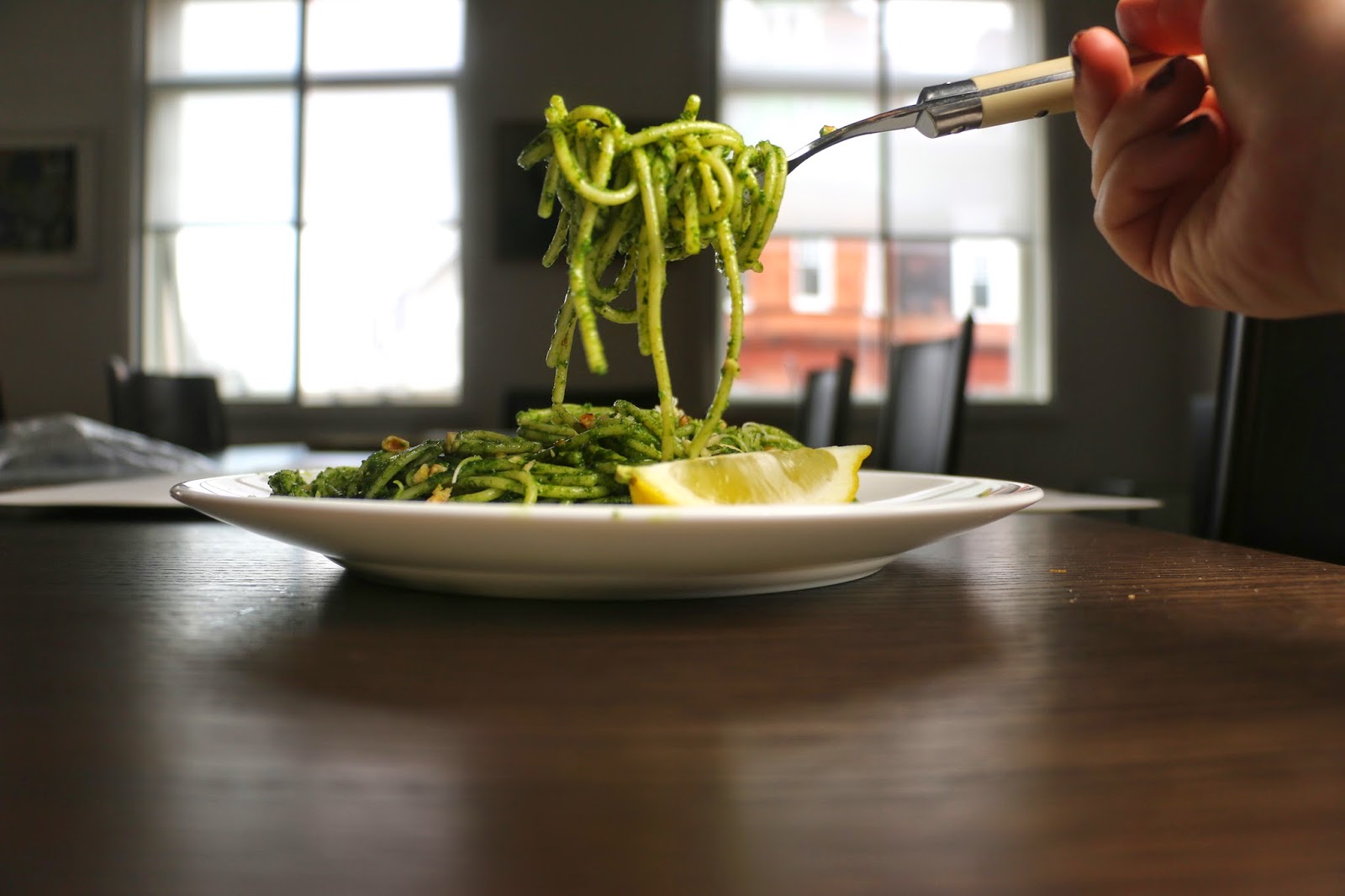 Spaghetti with Lemon Cavolo Nero Pesto