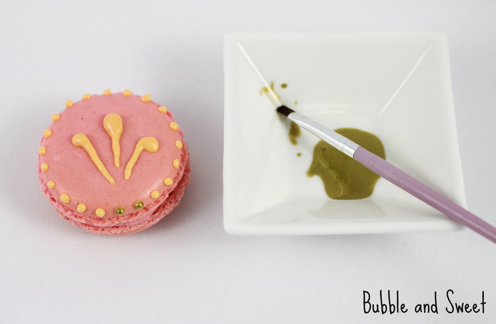 Bubble and Sweet Pink and Gold decorated Shabby Chic princess macarons