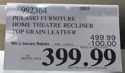 Deal for the Pulaski Power Recline Home Theater Recliner at Costco