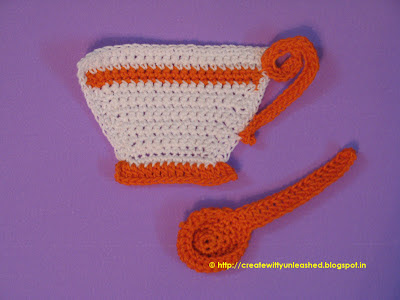 Crochet teacup and teaspoon