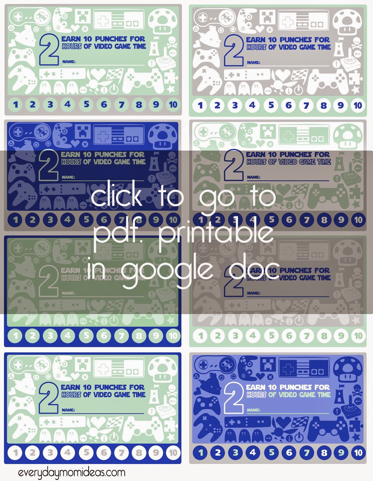 Video Game Punch Card – FREE Printable – House of Pixel Dust With Free Printable Punch Card Template