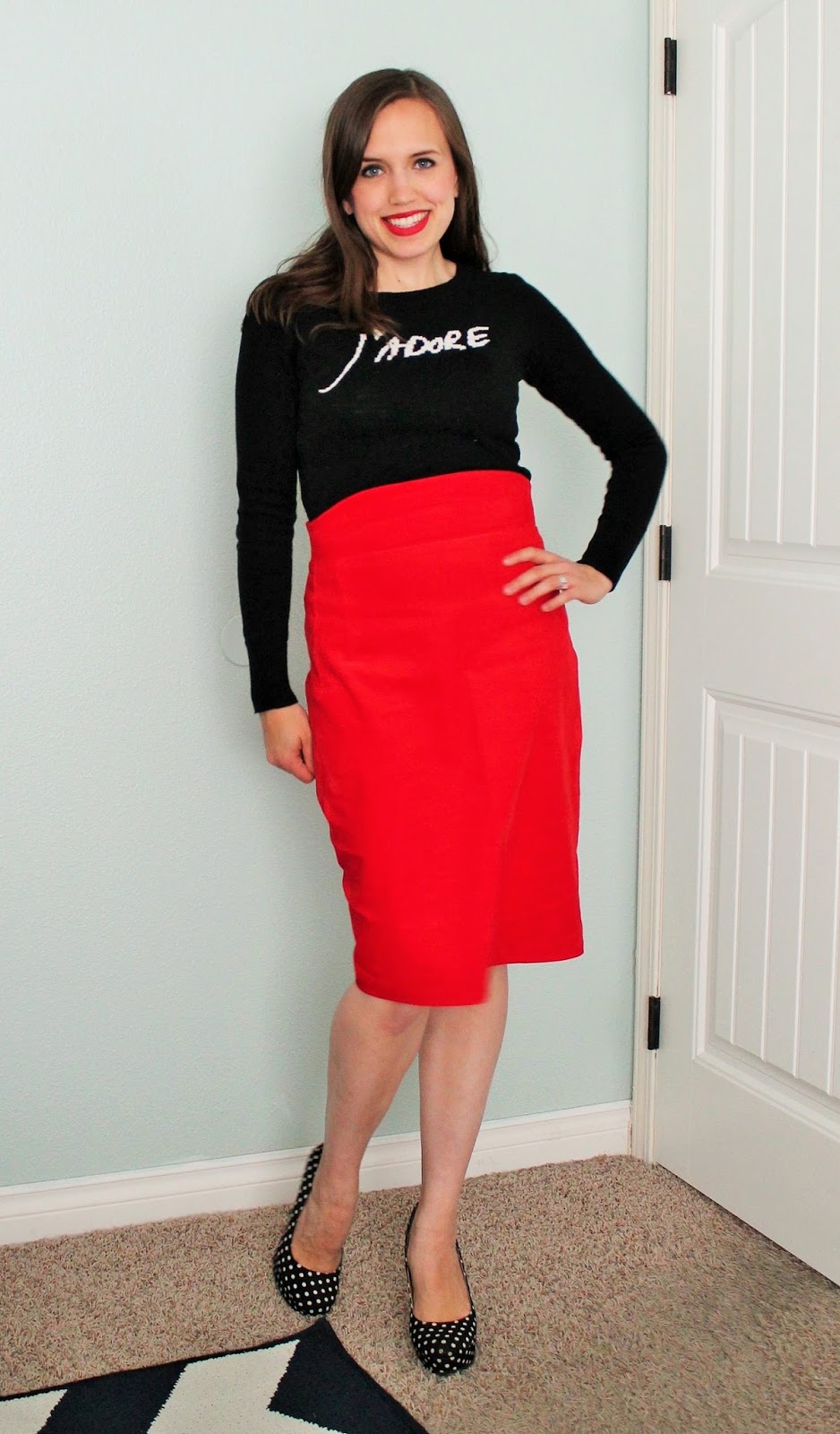 Sarajolie Red Pencil Skirt