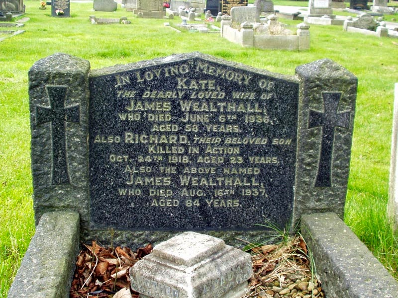 Barnsley War Memorials Project Cudworth Cemetery, Richard Wealthall