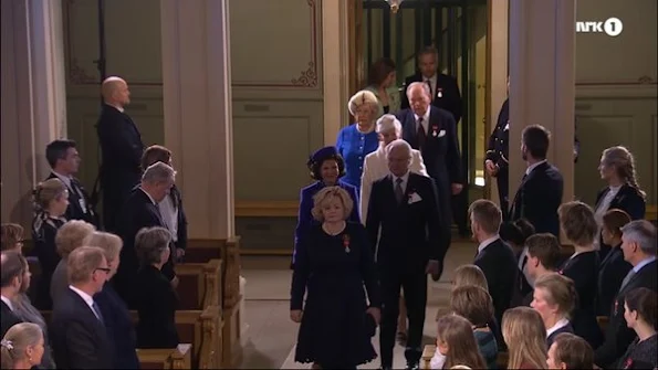 King Harald and Queen Sonja, Crown Prince Haakon, Crown Princess Mette Marit and their children Ingrid Alexandria, Sverre Magnus, Princess Märtha Louise, Ari Behn, King Gustaf of Sweden and his wife Queen Silvia, and Queen Margrethe of Denmark.