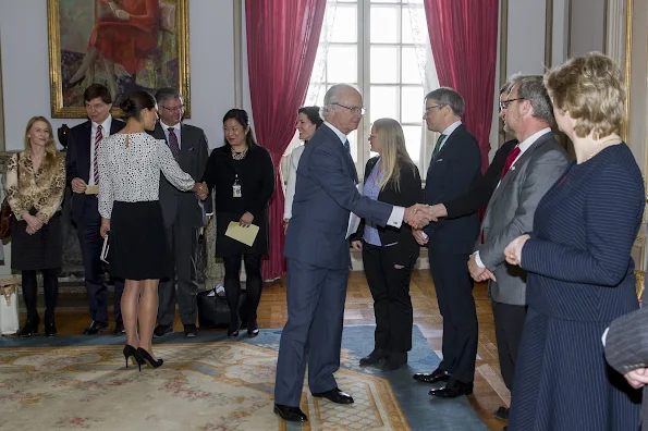 King Carl XVI Gustaf of Sweden and Crown Princess Victoria of Sweden attended a foreign relations committee meeting at the Royal Palace on April 15, 2015 in Stockholm, Sweden.