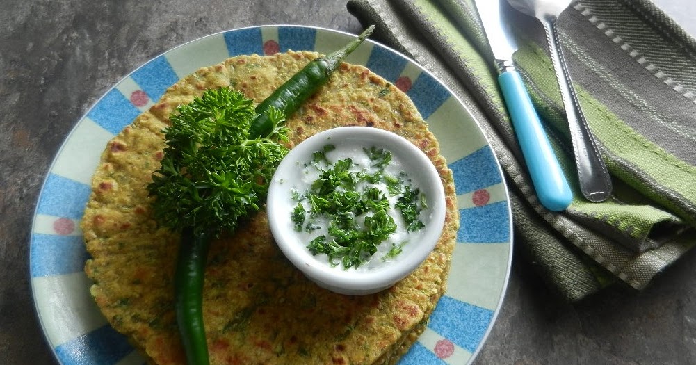 Sizzling Indian Recipes..... Parsley paratha enriched with flaxseed