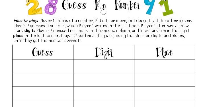 More than Elementary: Guess My Number FREEBIE!