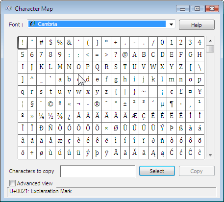 Keyboard Special Characters Vista