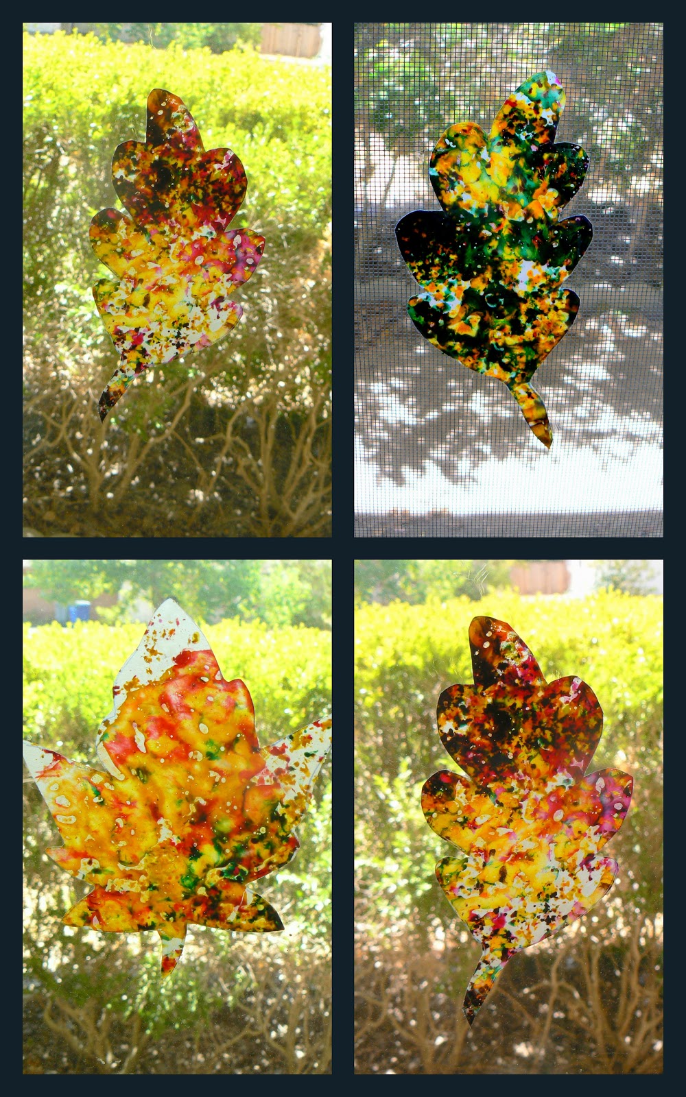 Having Fun at Home Making Our Own Fall Leaves Stained Glass Style