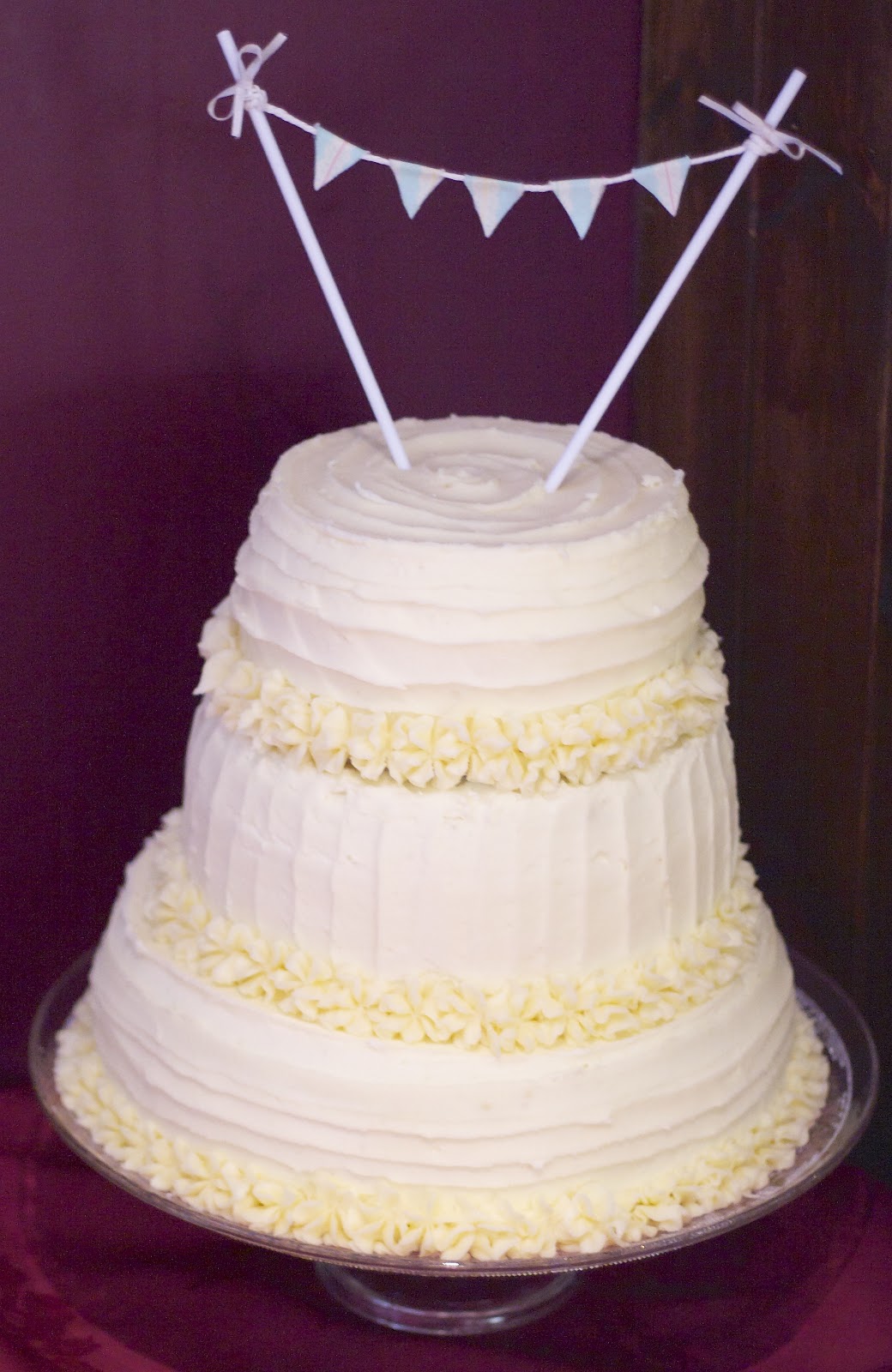 Vintage and Cake Buttercream Christening Cake and Cake Bunting