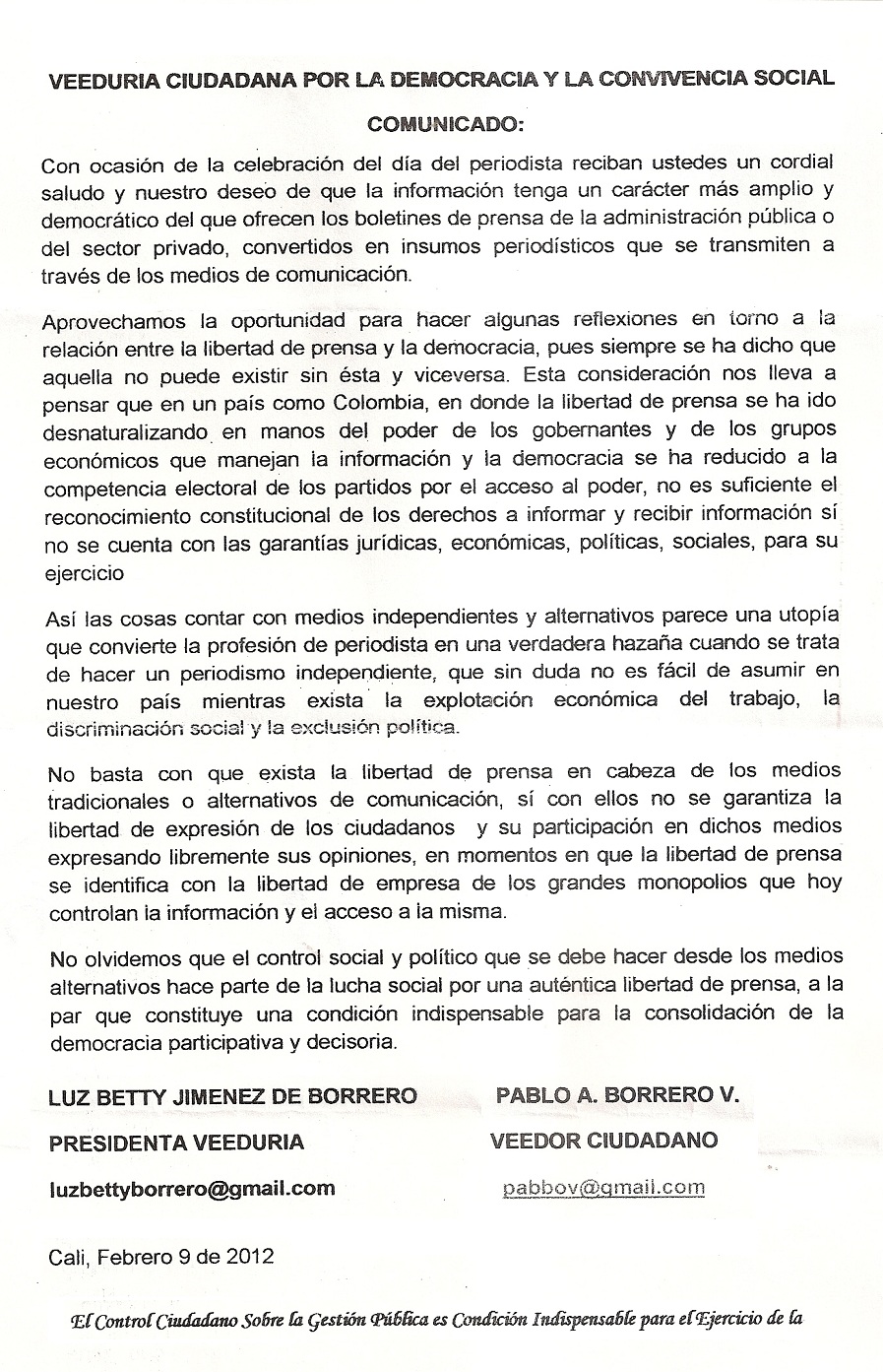 Periodismo Alternativo 10 Julio 2012