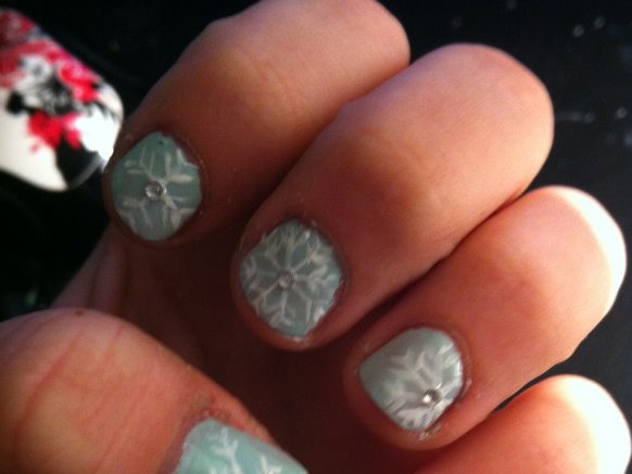 Snowflake nails.