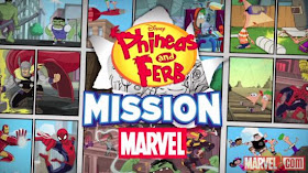 Mission Marvel Logo showing Phineas, Ferb and Marvel Superheroes