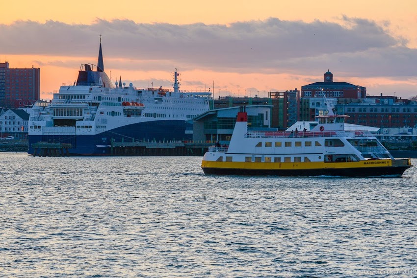 Portland, Maine Nova Star Cruise Ship and Casco Bay Lines Sunset Skyline photo by Corey Templeton April 2014 