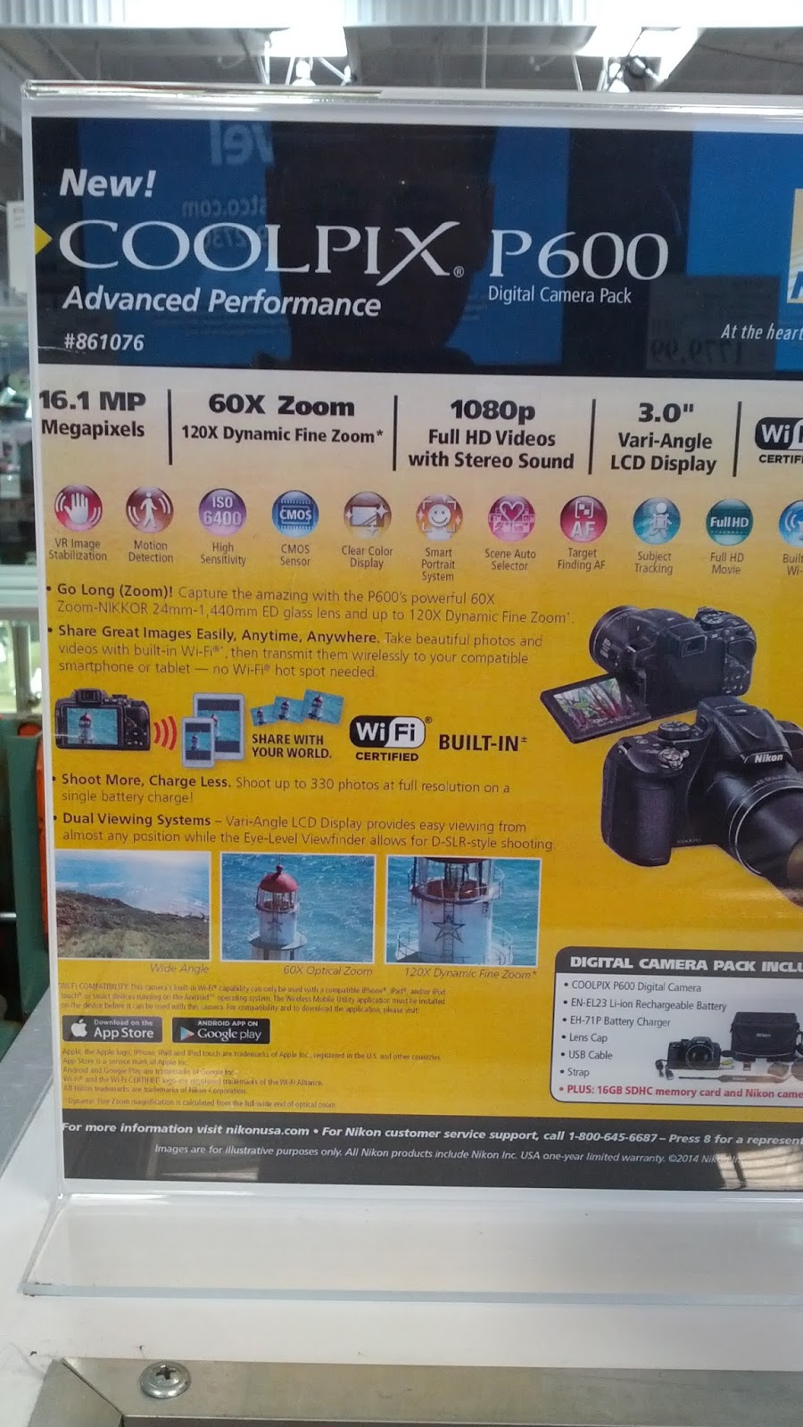 Nikon CoolPix P600 Digital Camera 16MP, 16GB Card, and Case Costco