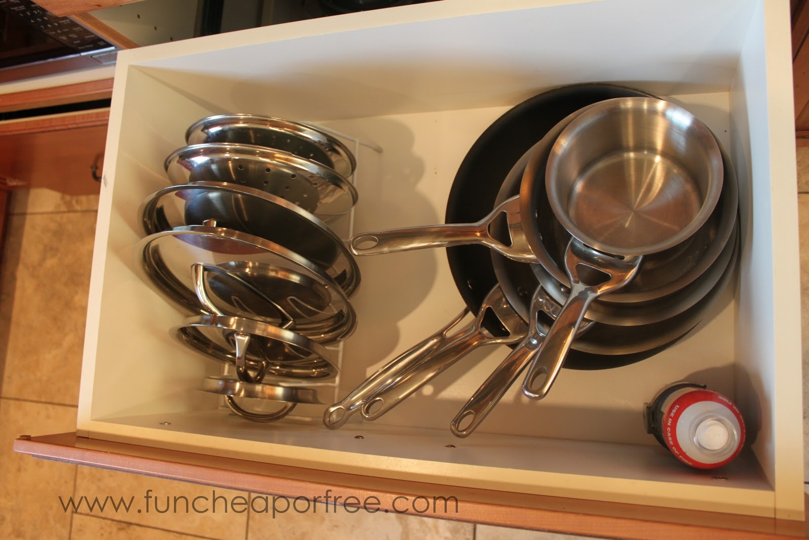 Organize pot lids with a drying rack! Fun Cheap or Free