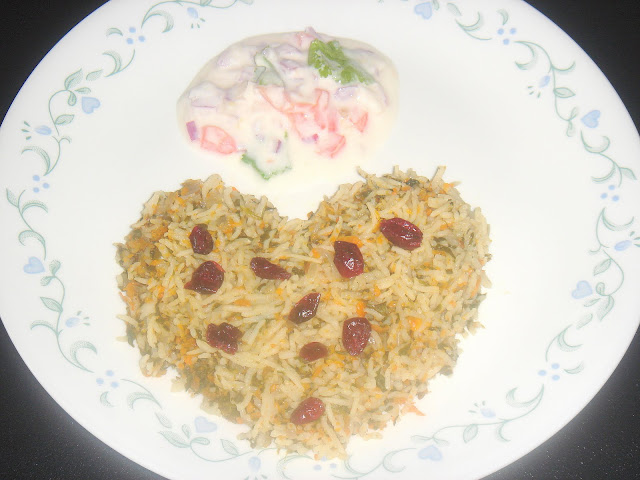 Spinach and Carrots Pulao