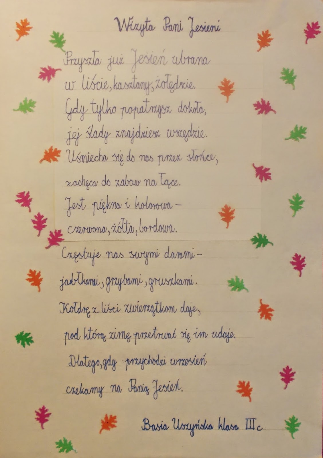 Codziennik Kl 2c Jesienny Wierszyk Konkurs Literacki