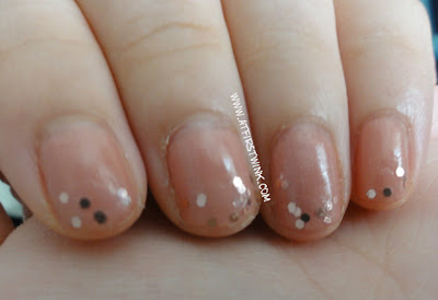 Pink nail polish with metallic pink glitters (Sasatinnie and Etude House)