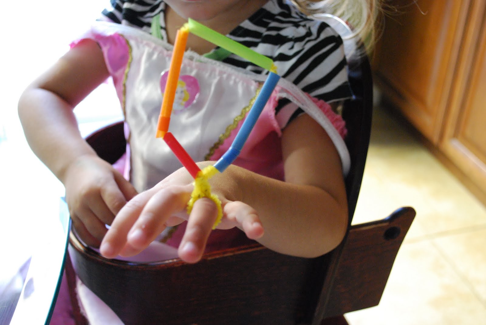 Toddler Activity Making Straw Jewelry Mess for Less