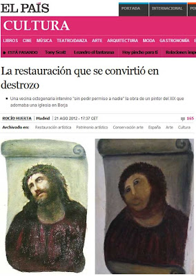 Idosa tenta restaurar pintura, mas distorce obra do séc. XIX na Espanha