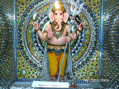 A colorful mosaic of Lord Ganesha in a Glass Temple along the way from Rishikesh to Haridwar