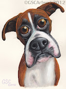 bambi boxer dog cartoon painting drawing. I used acrylic paint and colored . (bambi boxer dog cartoon)