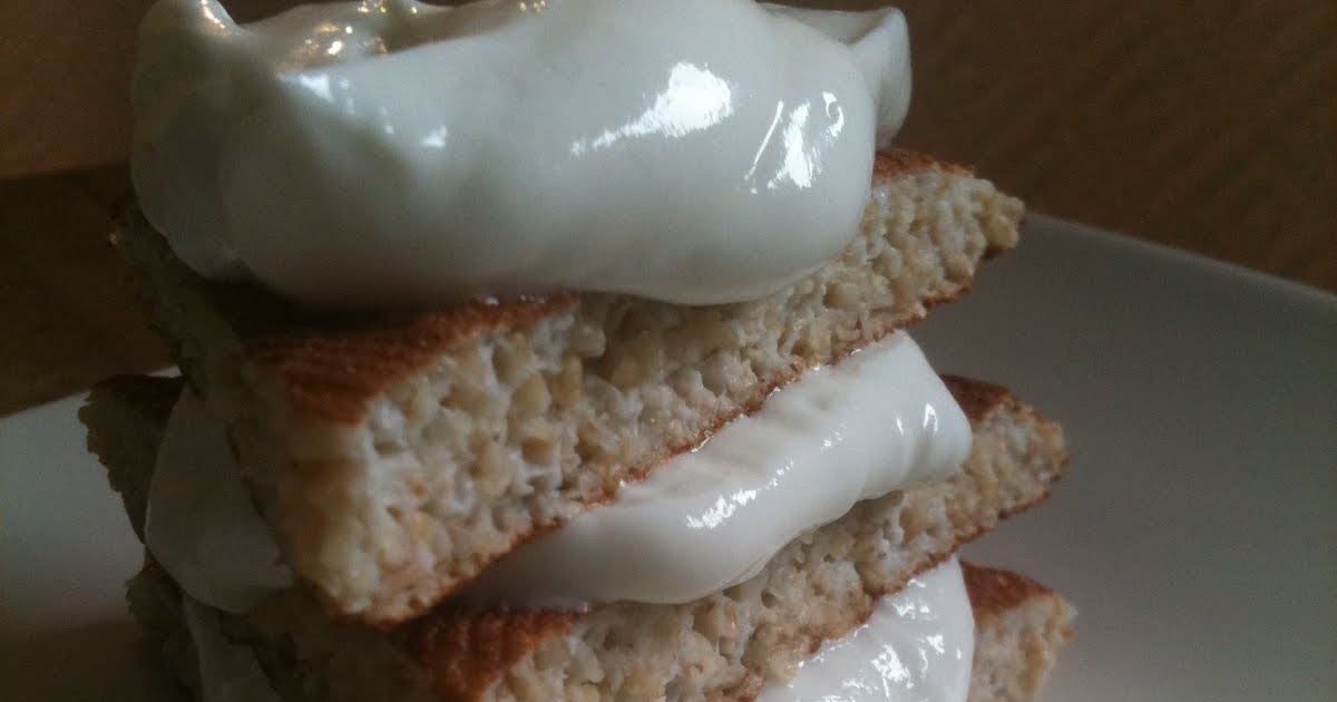 my Barbarian Table Oat bran pancake with Greek yogurt frosting