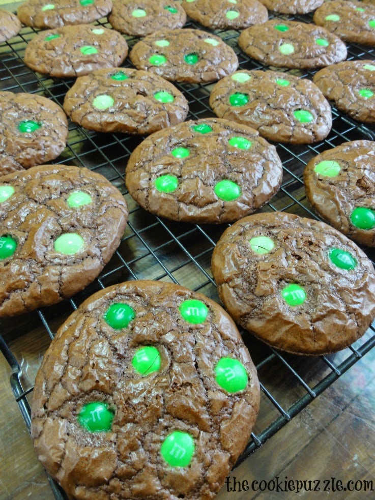 Mint M&M Brownie Cookies