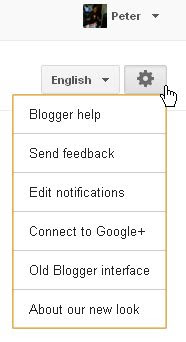 gear icon to change to old Blogger UI