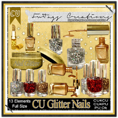 CU Glitter Nails, Commercial Use Scrap kit by Claire Slack aka FwTags