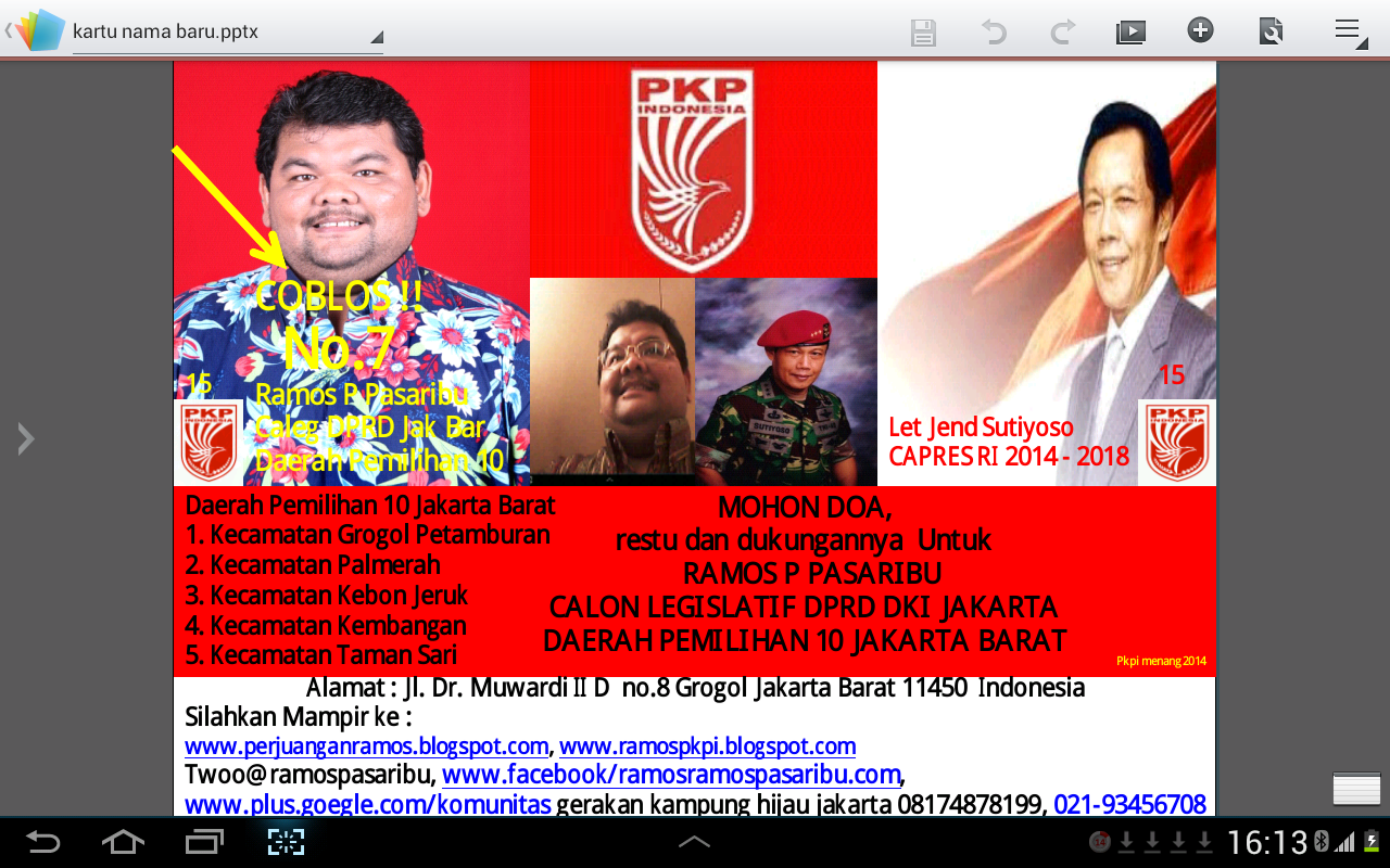 PROFIL CALON LEGISLATIF DPRD DKI JAKARTA RAMOS P PASARIBU A.Md.RE., ST., MT.
